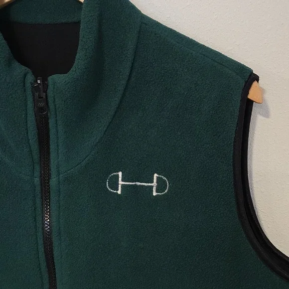 EQ Reversible Polartec Horse Fleece Vest XL Black‎ Green Equestrian Riding 24x27 - Picture 5 of 11